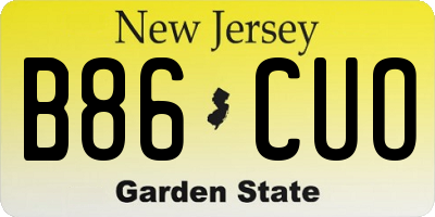 NJ license plate B86CUO