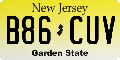 NJ license plate B86CUV
