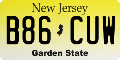 NJ license plate B86CUW