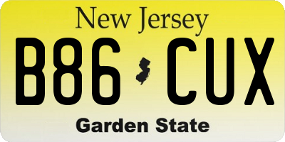 NJ license plate B86CUX