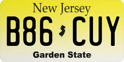 NJ license plate B86CUY