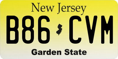 NJ license plate B86CVM