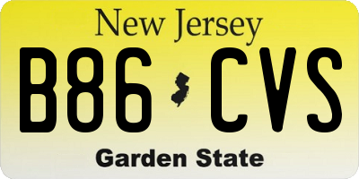 NJ license plate B86CVS