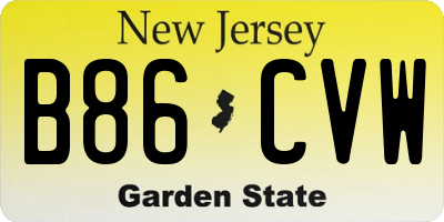 NJ license plate B86CVW