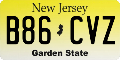 NJ license plate B86CVZ