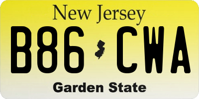 NJ license plate B86CWA