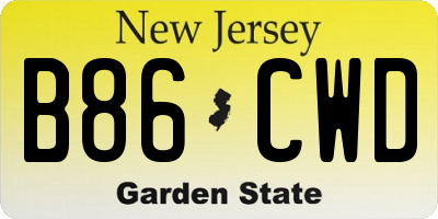 NJ license plate B86CWD