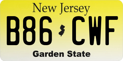 NJ license plate B86CWF