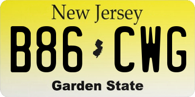 NJ license plate B86CWG