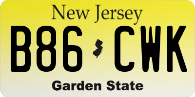NJ license plate B86CWK