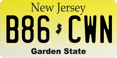 NJ license plate B86CWN