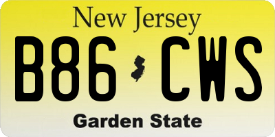 NJ license plate B86CWS