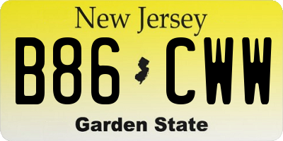 NJ license plate B86CWW