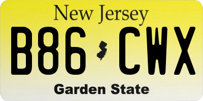 NJ license plate B86CWX