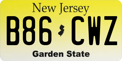 NJ license plate B86CWZ