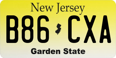 NJ license plate B86CXA