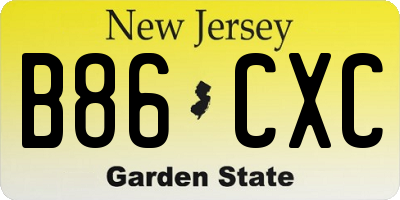 NJ license plate B86CXC