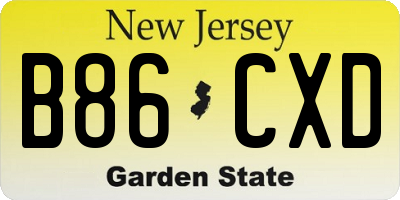 NJ license plate B86CXD