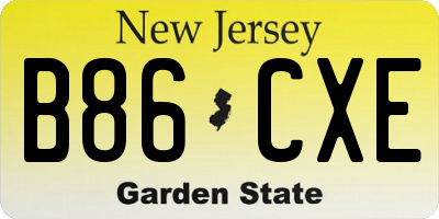 NJ license plate B86CXE