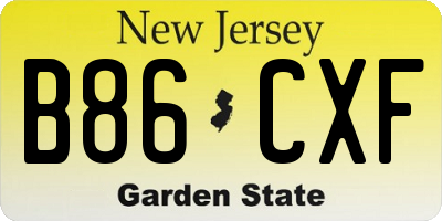 NJ license plate B86CXF