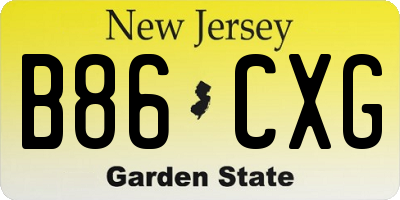 NJ license plate B86CXG