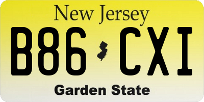 NJ license plate B86CXI