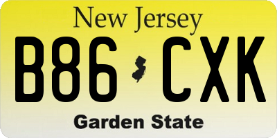 NJ license plate B86CXK