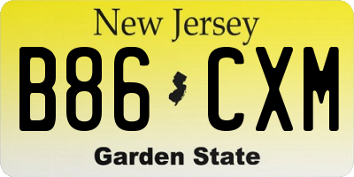 NJ license plate B86CXM