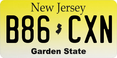 NJ license plate B86CXN