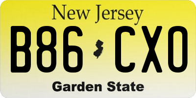 NJ license plate B86CXO