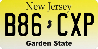 NJ license plate B86CXP