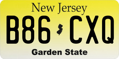 NJ license plate B86CXQ
