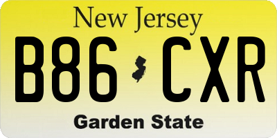 NJ license plate B86CXR