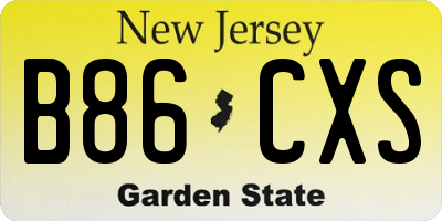 NJ license plate B86CXS
