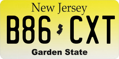 NJ license plate B86CXT