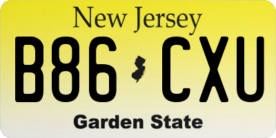 NJ license plate B86CXU