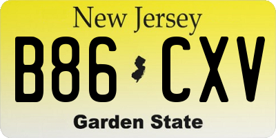 NJ license plate B86CXV