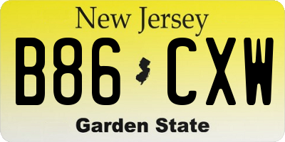 NJ license plate B86CXW