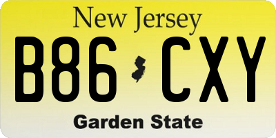 NJ license plate B86CXY