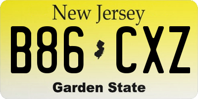NJ license plate B86CXZ