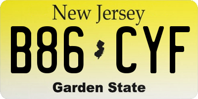 NJ license plate B86CYF