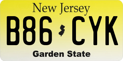 NJ license plate B86CYK
