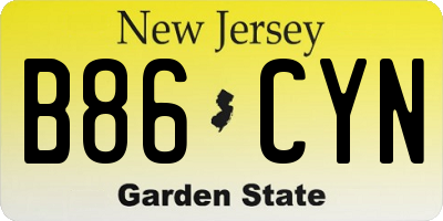 NJ license plate B86CYN