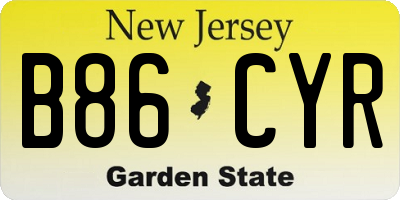 NJ license plate B86CYR