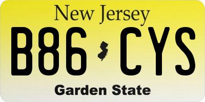 NJ license plate B86CYS
