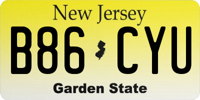 NJ license plate B86CYU