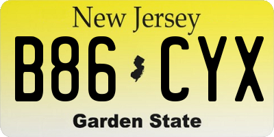 NJ license plate B86CYX