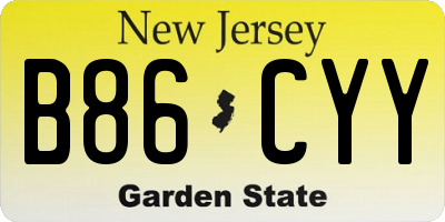 NJ license plate B86CYY