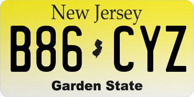 NJ license plate B86CYZ