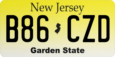 NJ license plate B86CZD